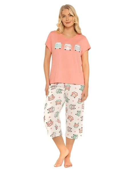 Ladies Suzy & Me.Cropped LEG Pyjamas in Pure 100% Cotton Jersey 8/18 n65