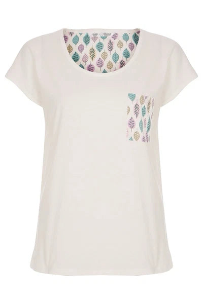 Bon Marche Ivory Leaf  Print Jersey  Pyjamas Set Short Sleeve  Top 12/14 BNWT