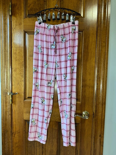 Women's Christmas Snoopy flannel pajama set pink size Medium