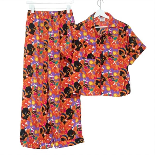 Izzy & Liv women's blossom beauty pajama set Red