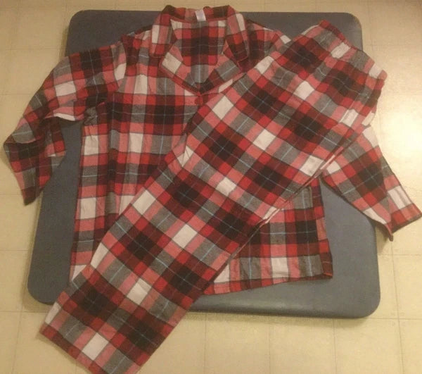 Sleep Chic Women's Plus Size 1X Red Plaid Long Sleeve Sleep Set $48 NWT