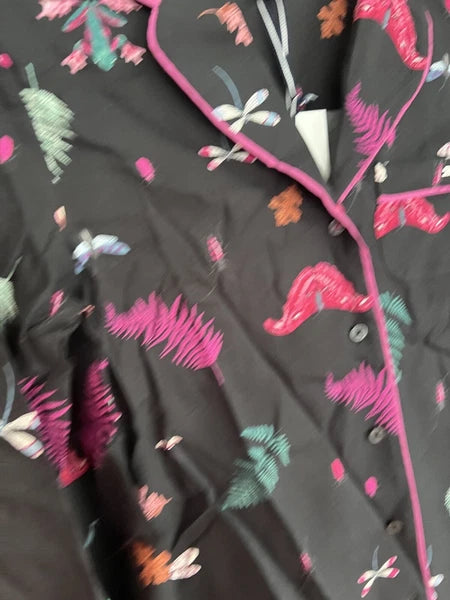 JOULES Sleeptight Light Pyjamas Womens PJS SET Size S & L Black Bugs NEW OZ63